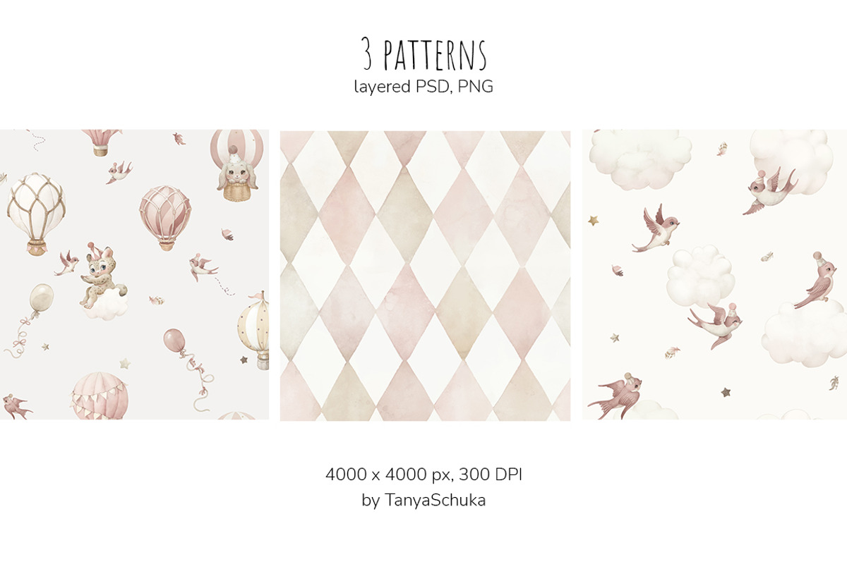 balloon Watercolor Graphics patterns, an Animal Illustration by TanyaSchuka (Photo 5 of 10)