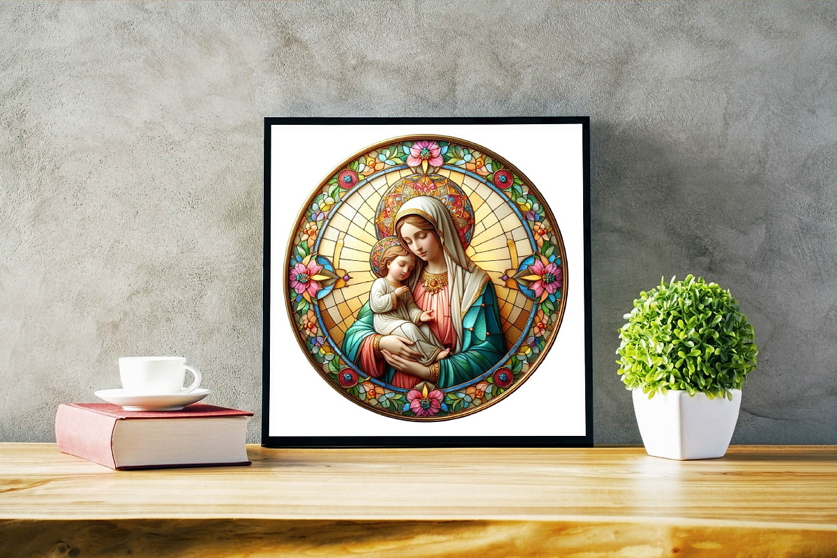 Mother Mary Stained Glass Bundle, an Illustration by SVGArt (Photo 4 of 7)