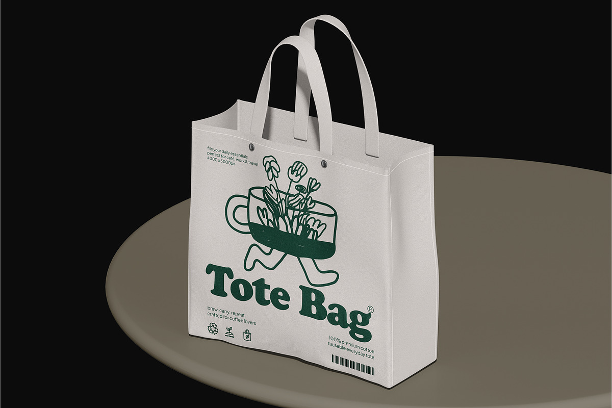 Tote Bag Display Mockup, a Merchandise Mockup by Permadi Creative (Photo 2 of 5)