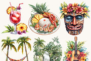 Watercolor Summer Hawaii Clipart, a Person Illustration by BusyDaydesign (Thumbnail 5 of 9)