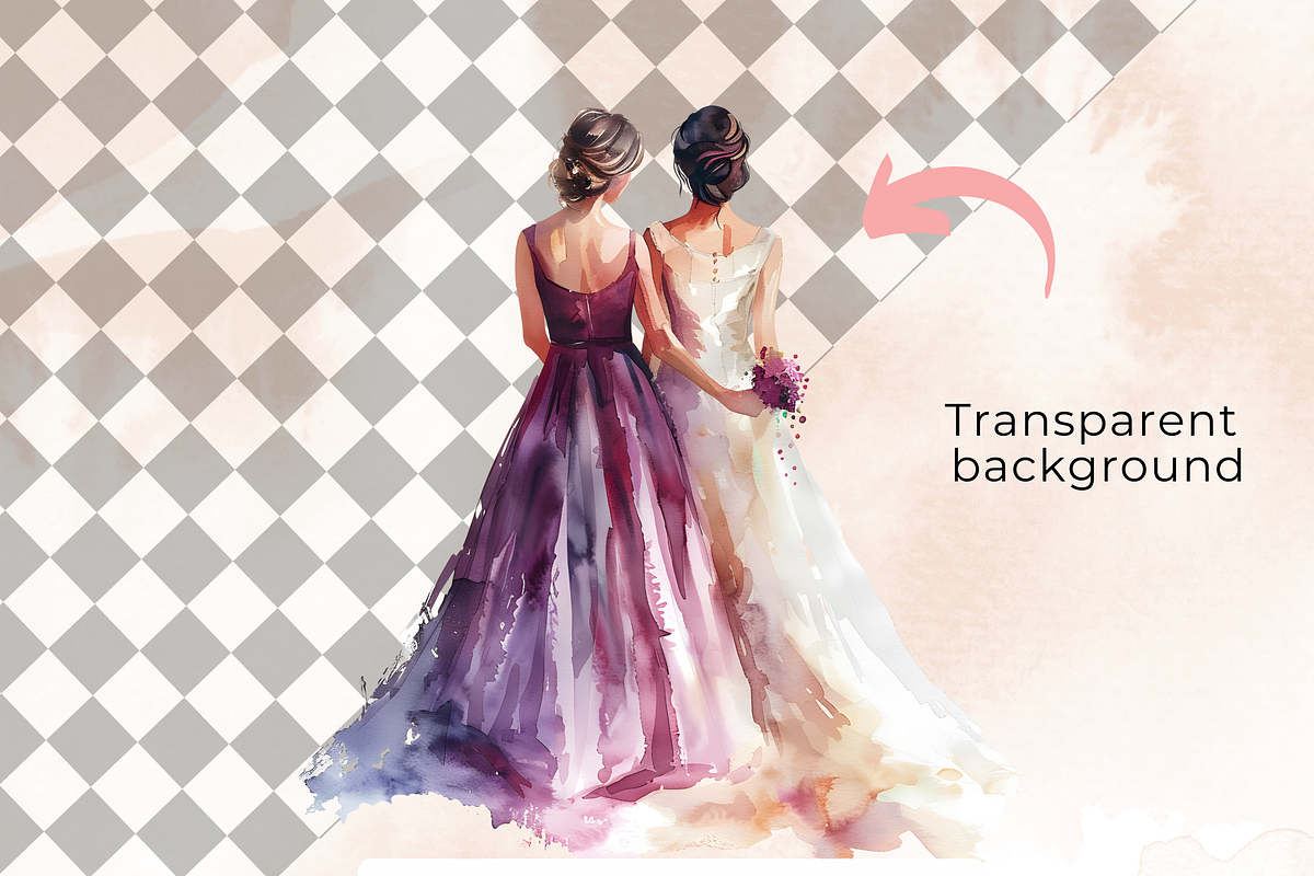 Bride and Bridesmaid Clipart, a Person Illustration by Anca Digital Vibe (Photo 3 of 7)