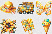 Yellow Patchwork Summer Clipart, an Illustration by Black Bird Studio (Thumbnail 4 of 5)
