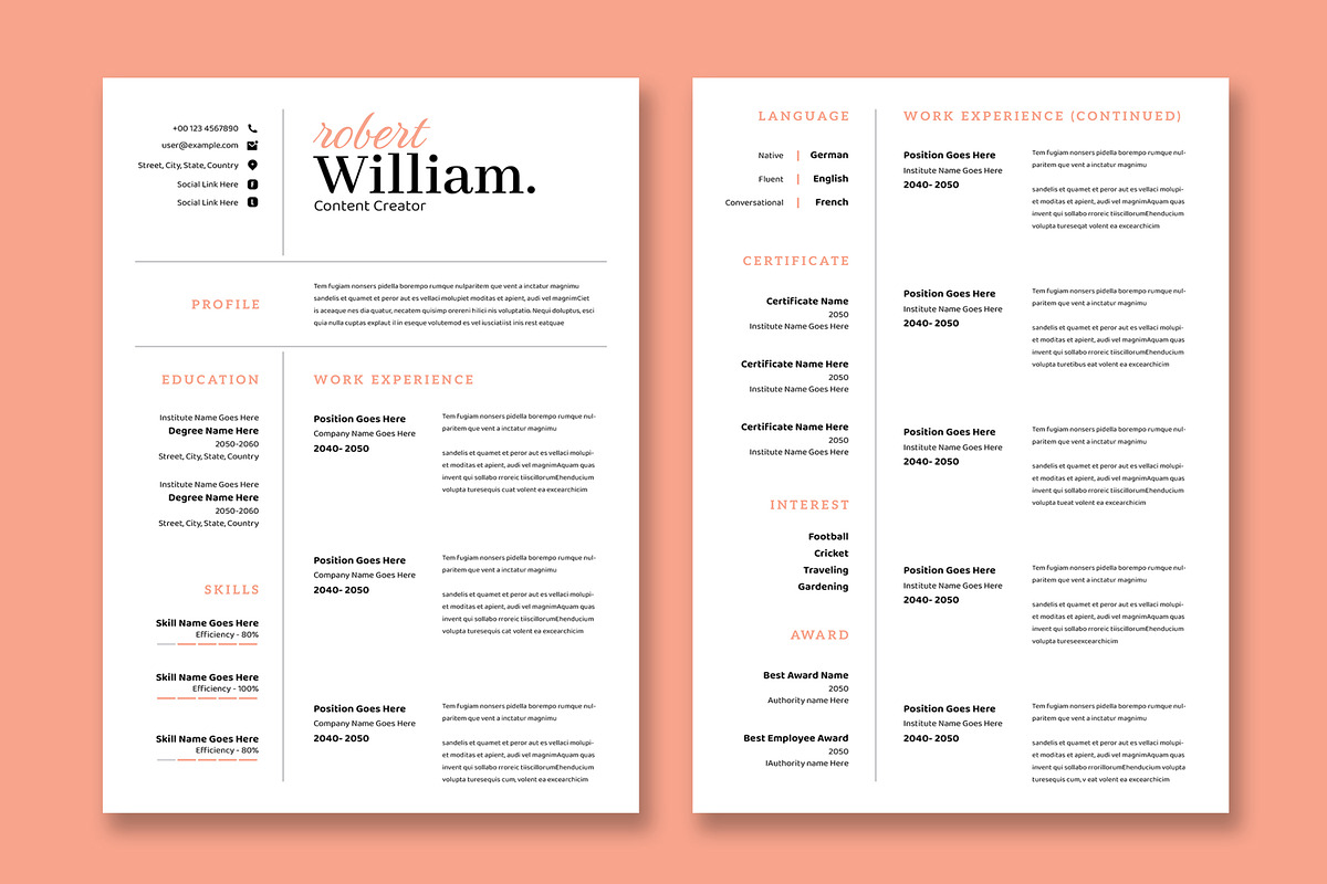 Minimal Resume Template, a Resume Template by ContestDesign (Photo 3 of 4)