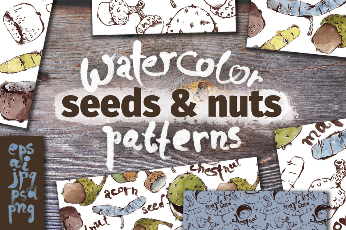 Seeds & Nuts Patterns, a Pattern Graphic by Mazheika Store (Photo 1 of 8)