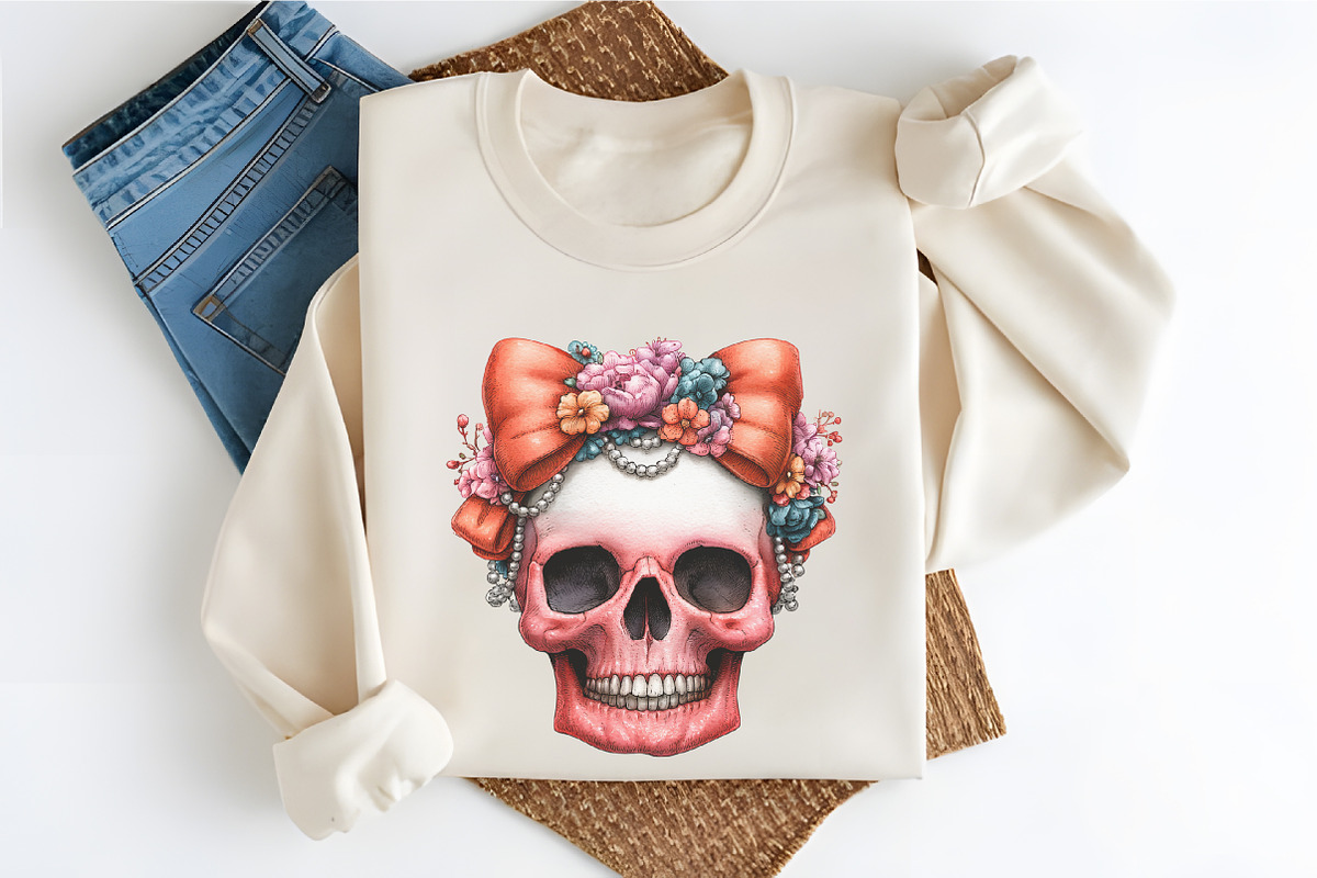 Watercolor Coquette Skull Clipart, a Seasonal Illustration by RobertsArt (Photo 6 of 7)