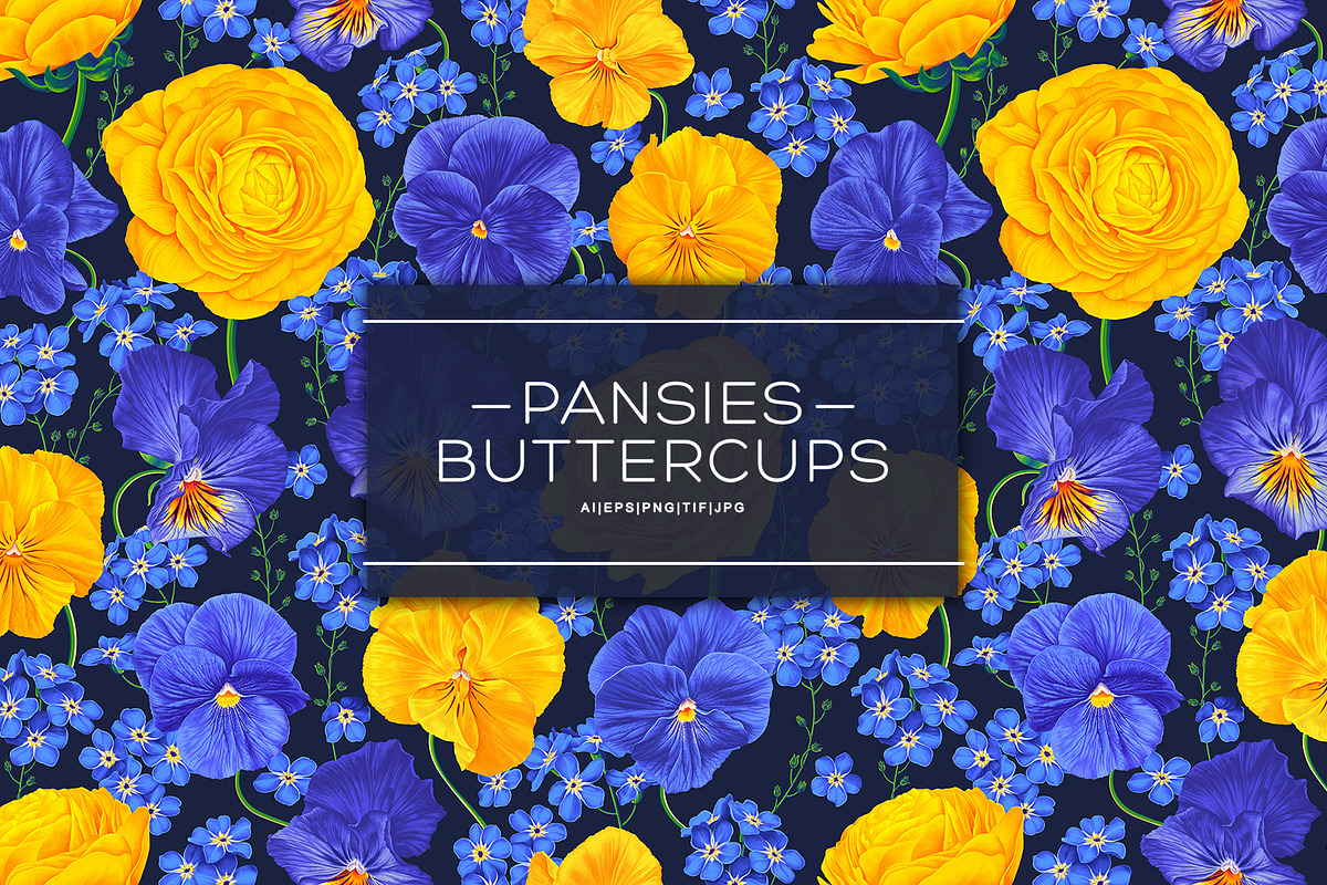 Pattern Pansies and Buttercups, a Pattern Graphic by MarynaPetrovska (Photo 1 of 10)