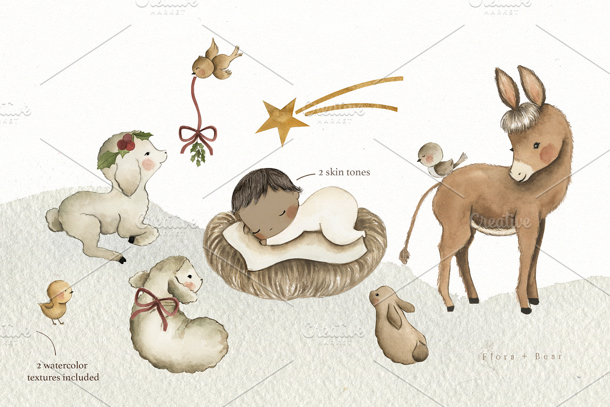 Holy Night - Nativity Scene, an Animal Illustration by Flora+Bear (Photo 3 of 11)