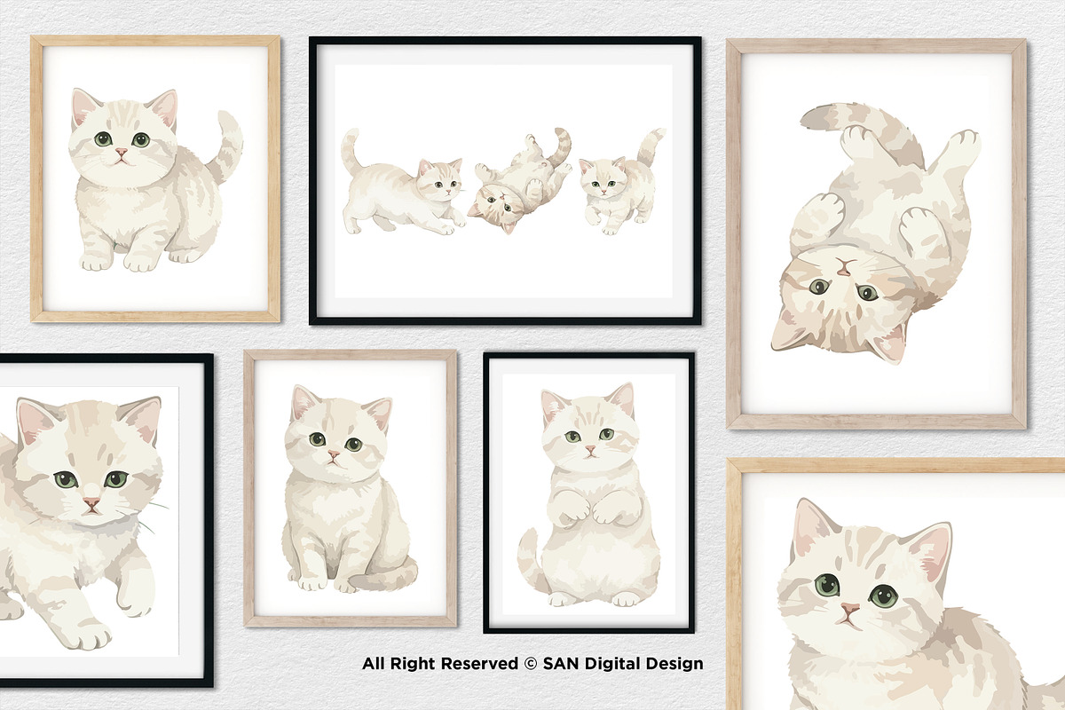 15 Bundle Watercolor White Kitten, an Animal Illustration by Morspective (Photo 4 of 8)