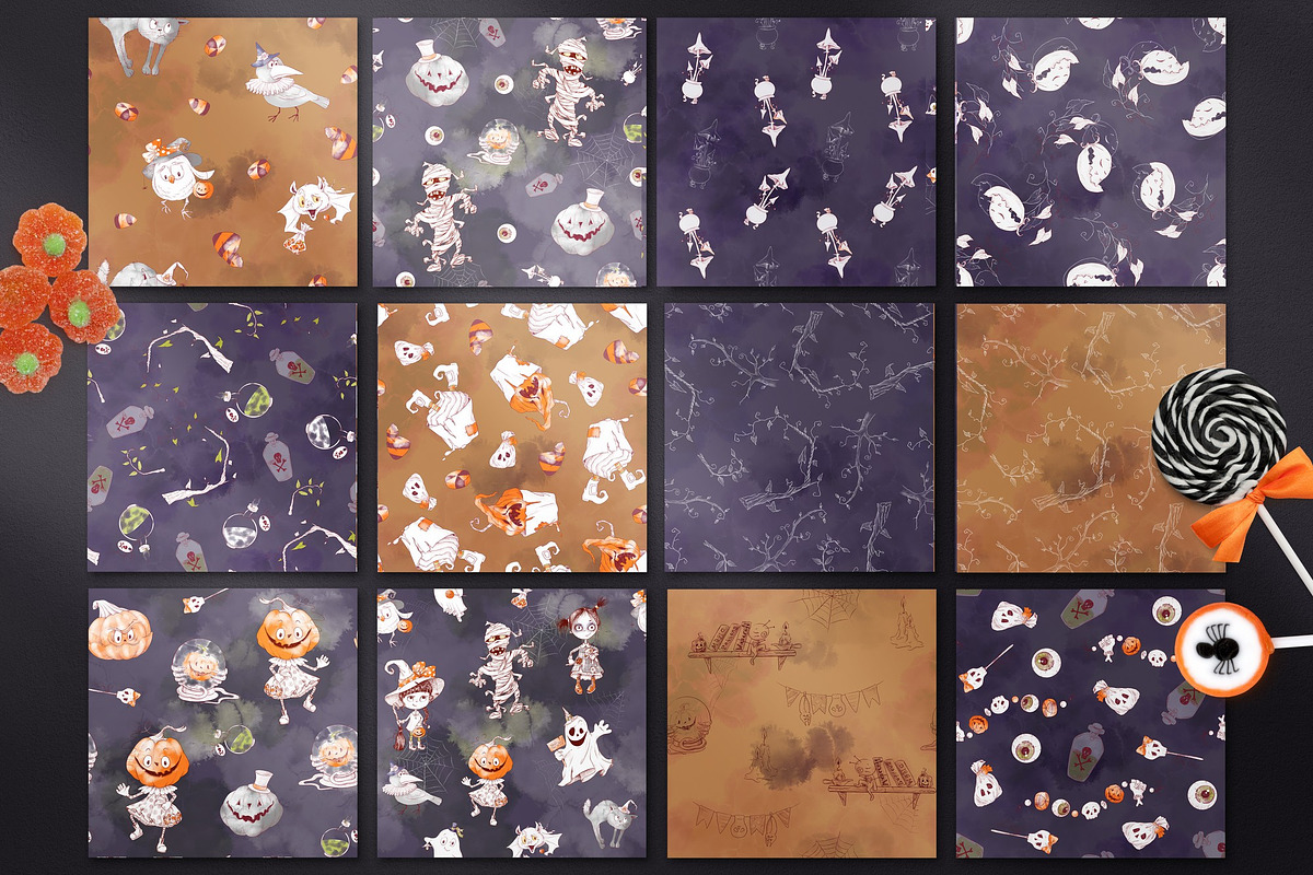 Halloween seamless patterns, a Pattern Graphic by Yuliya Art (Photo 6 of 10)