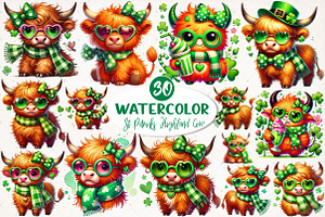 St. Patrick's Highland Cow PNG, an Illustration by SinaCreation