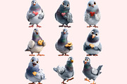 Pigeon PNG Clipart Bundle, a Graphic by M9 Design (Thumbnail 5 of 9)