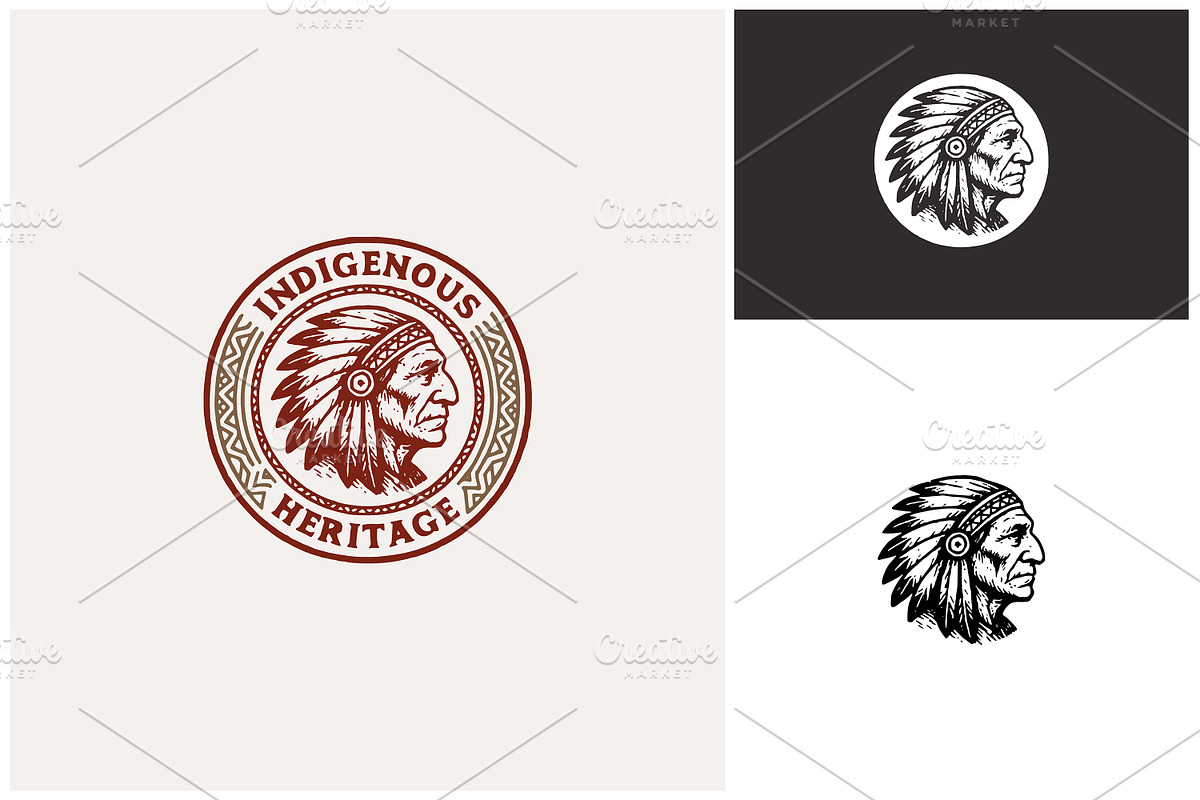 Rustic Old Indian Native Chief Logo, a Branding & Logo Template by Enola99d (Photo 2 of 2)
