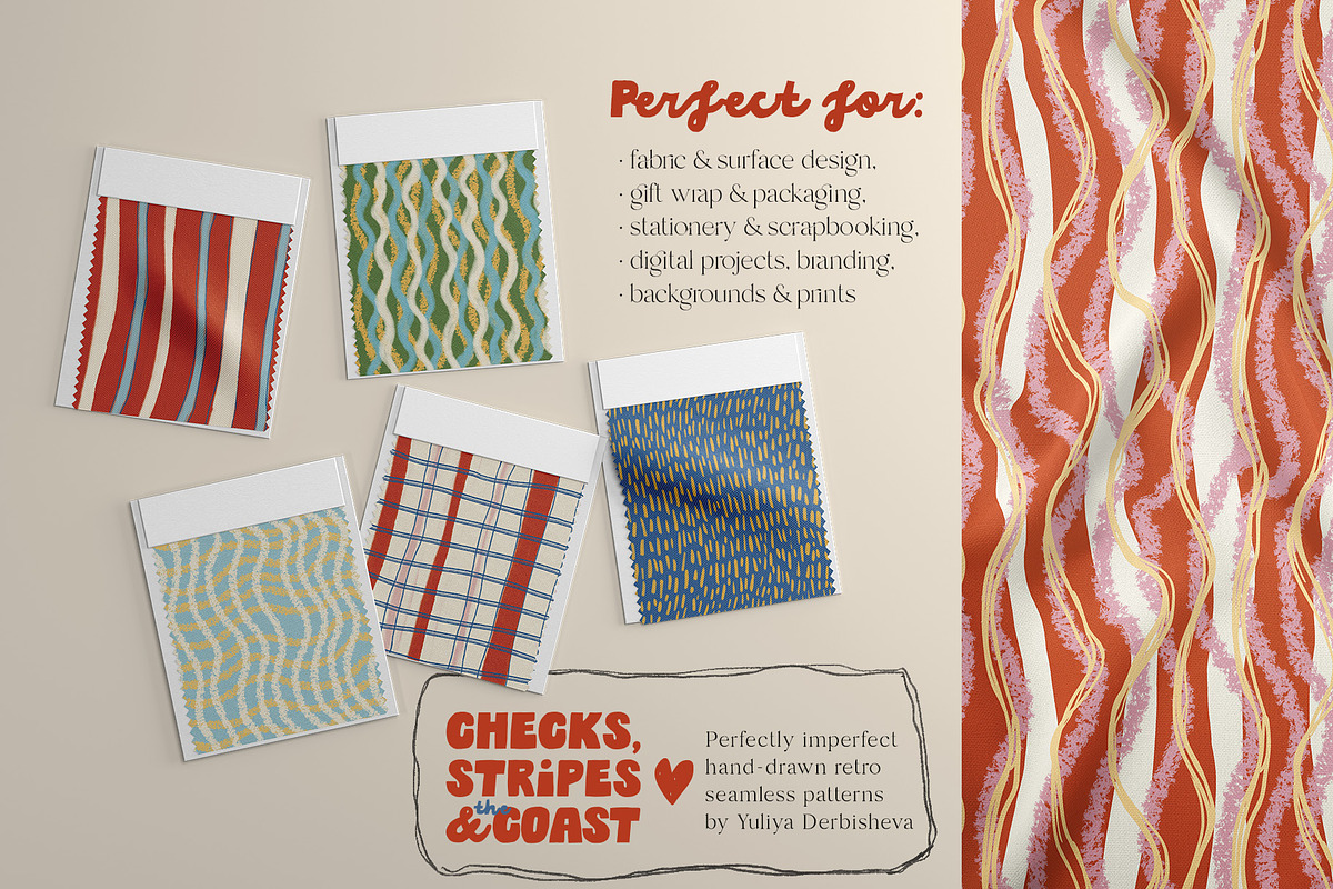 Coastal patterns Stripe Wave Retro, a Pattern Graphic by Yuliya Derbisheva (Photo 2 of 13)
