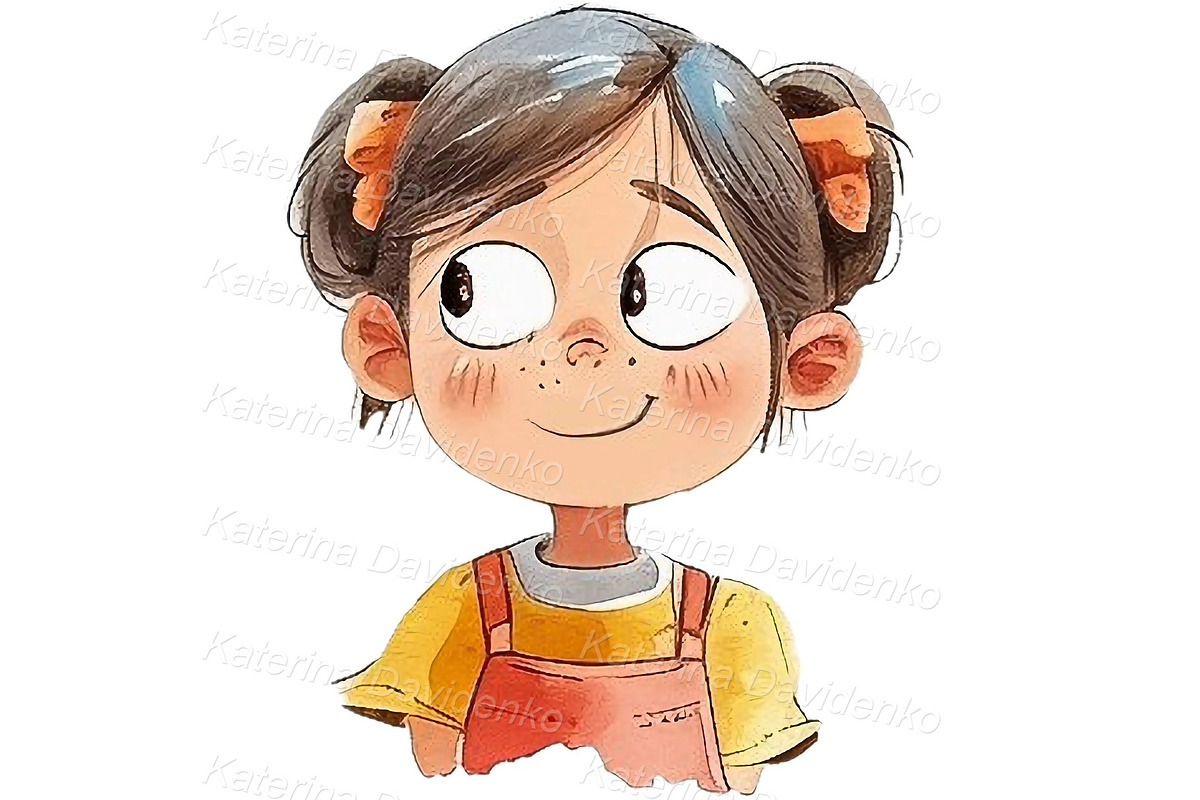 Kid girl emotions clipart set, a Person Illustration by Bubert Art (Photo 4 of 9)
