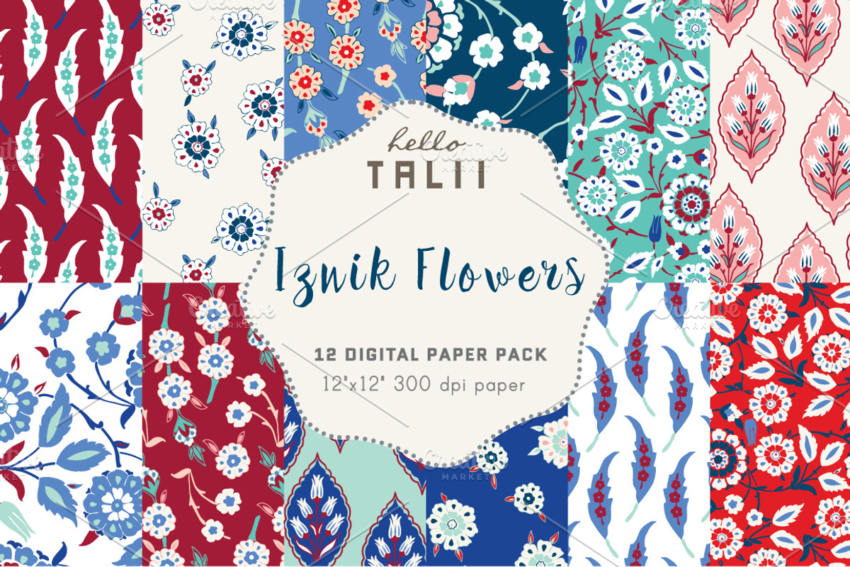 Iznik Digital Paper, a Pattern Graphic by Hello Talii (Photo 1 of 3)