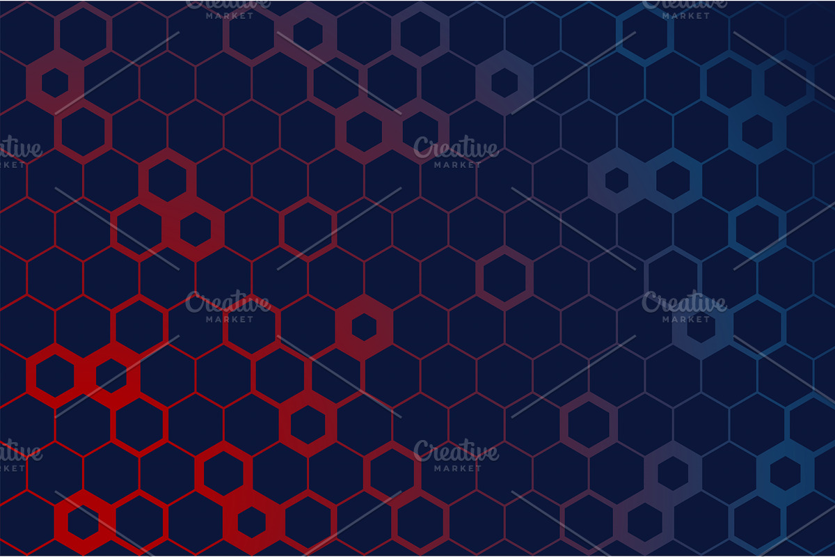 Hexagon red and blue pattern, a Technology Illustration by MSA-Graphics