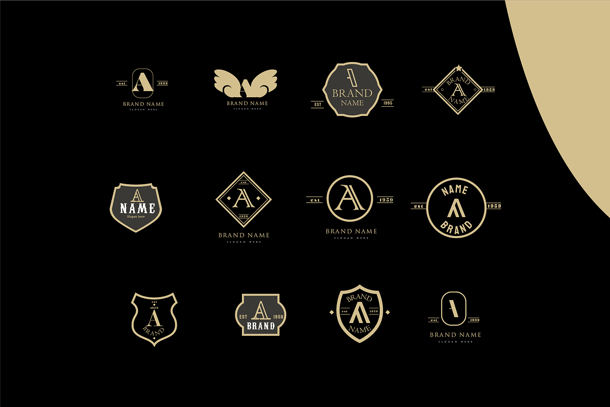 A letter MINIMAL VINTAGE LOGOS, a Branding & Logo Template by Hamed Studio (Photo 7 of 7)