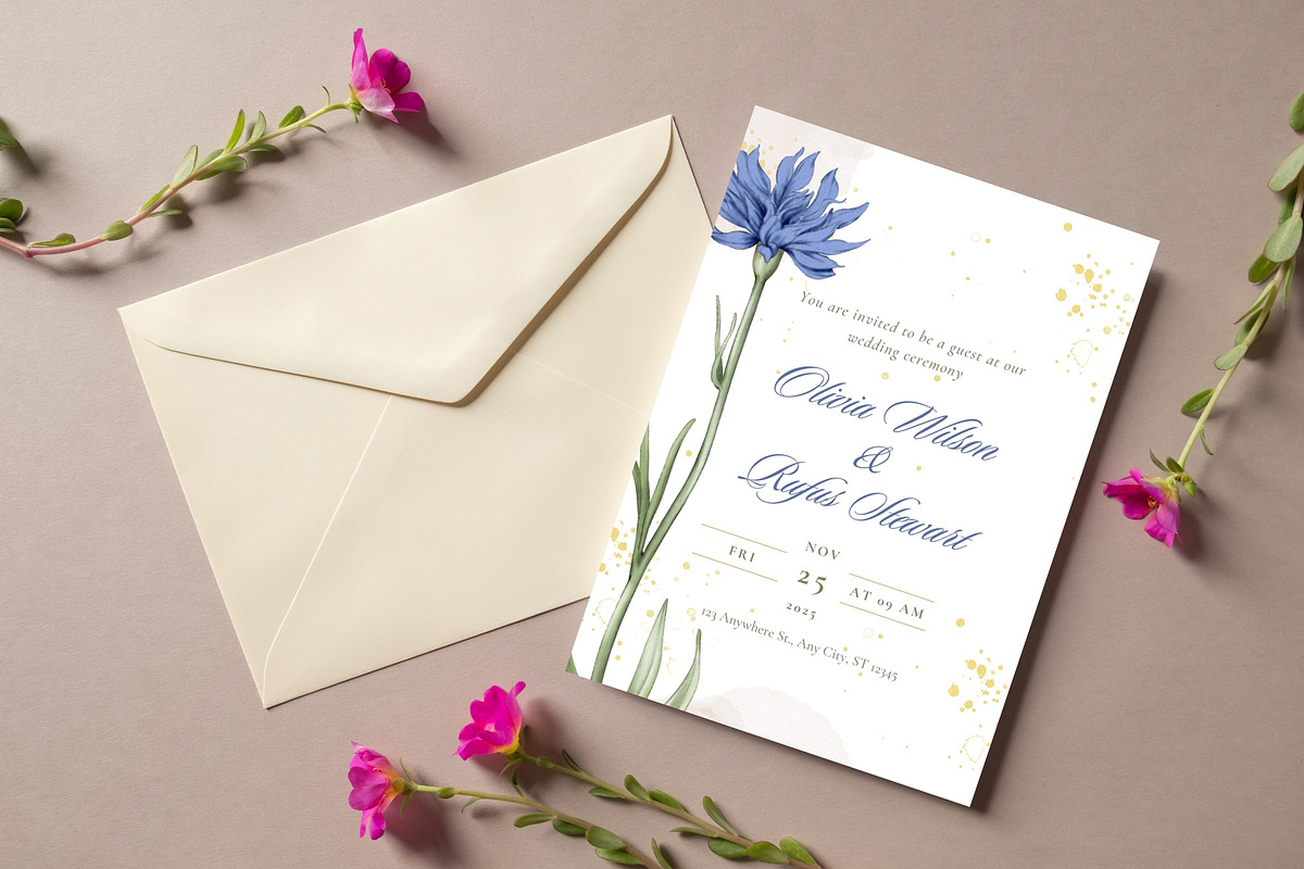Floral Wedding Invitation, an Invitation Template by cmatworks (Photo 1 of 4)