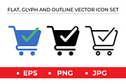 Shopping Cart Check Icons Vector Set, an Outline Icon by Artonix (Thumbnail 1 of 2)