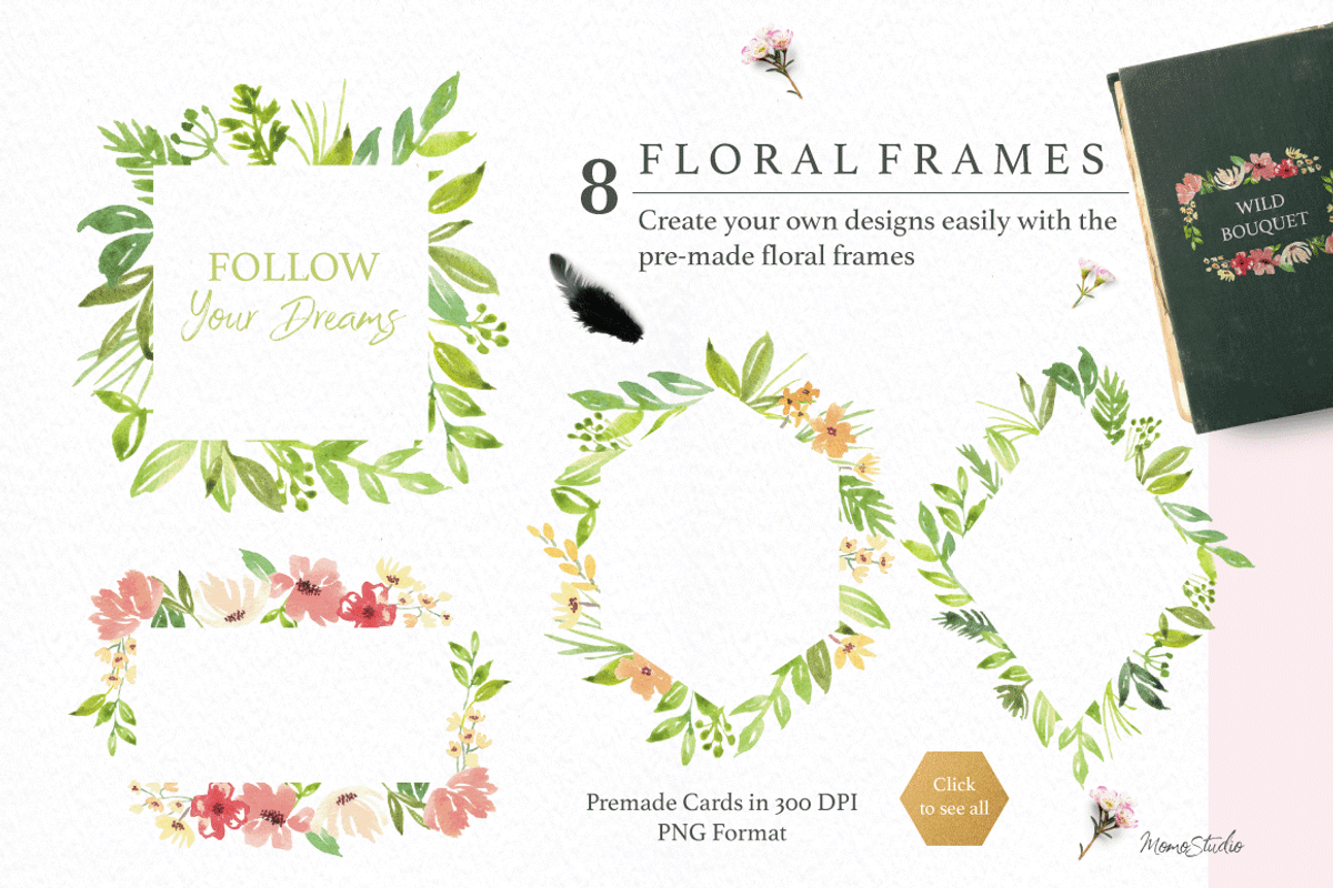 Wild Bouquet Florals and Leaves, an Illustration by Momo Studio (Photo 2 of 8)