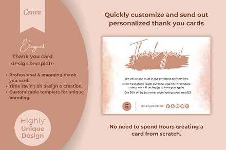 thank you card template canva, a Card Template by DesignArts