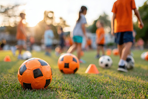 Children playing soccer at sunset, a Sports & Recreation Photo by AlyaAnd