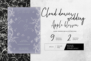 Cloud dancer wedding: Apple blossom, a Stationery Template by MsFlaffy