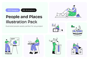People & Places Illustration Bundle, a Person Illustration by Creative Stall