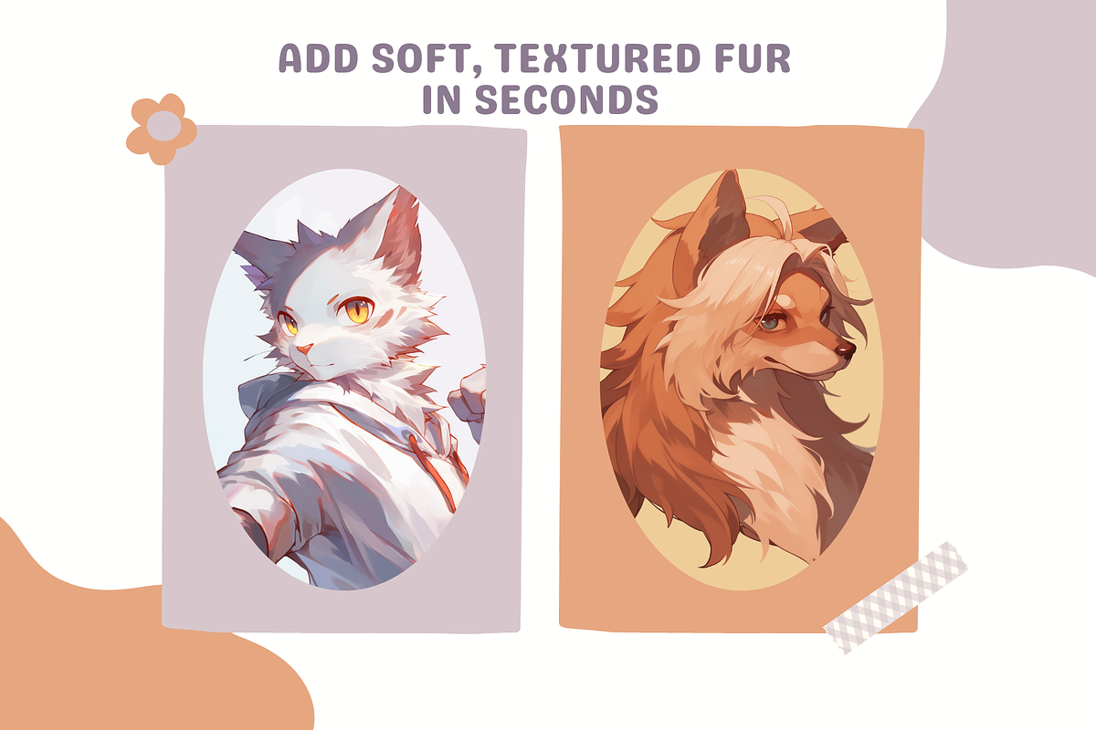 Fluffy Fur Brushes for Procreate, a Brush Add-On by Cozy Brushery (Photo 4 of 5)