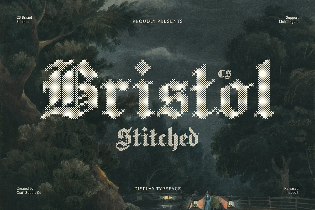 CS Bristol Stitched, a Blackletter Font by Craft Supply Co. (Photo 1 of 8)