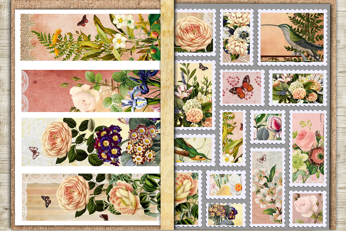 Junk Journal Kit, Vintage Roses, an Illustration by NastiaDesignsPrints (Photo 4 of 4)