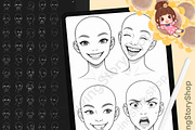 240 Procreate face female Brushes, a Brush Add-On by DrawingStoryShop (Thumbnail 1 of 7)