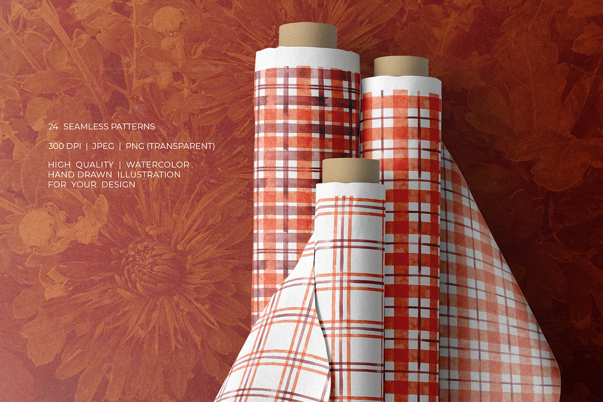 Amber Plaid & Stripe Patterns, a Decorative Illustration by YarovaArt (Photo 2 of 14)