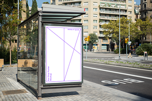 Barcelona Bus Stop Poster Mockup