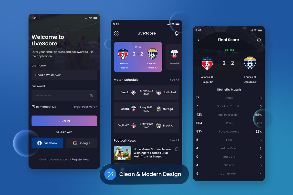 Live Score Mobile App Template, an App Template by SLAB! Design