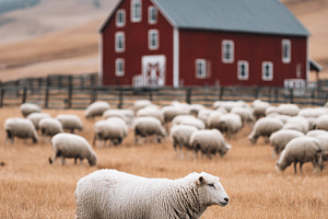 Flock of sheep grazing in a golden, an Animal Photo by MistyDay