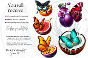 Vibrant Butterfly and Fruit Cliparts, an Animal Illustration by ThatsDesignArt (Thumbnail 2 of 10)