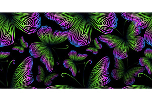 Seamless butterfly background . Hand, an Animal Illustration by Nenahliadava Design