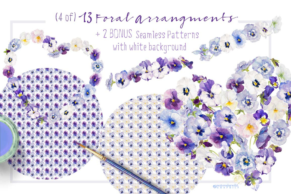 Pansies-Design pack, an Illustration by watercolorwild.graphics (Photo 9 of 10)