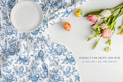 Easter Blue Toile Seamless Pattern, a Pattern Graphic by Olya Creative (Thumbnail 5 of 6)