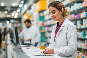 Pharmacist reviewing prescription in, a Photo by Pixeness Studio