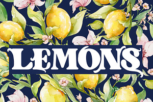 Watercolor lemons summer  pattern