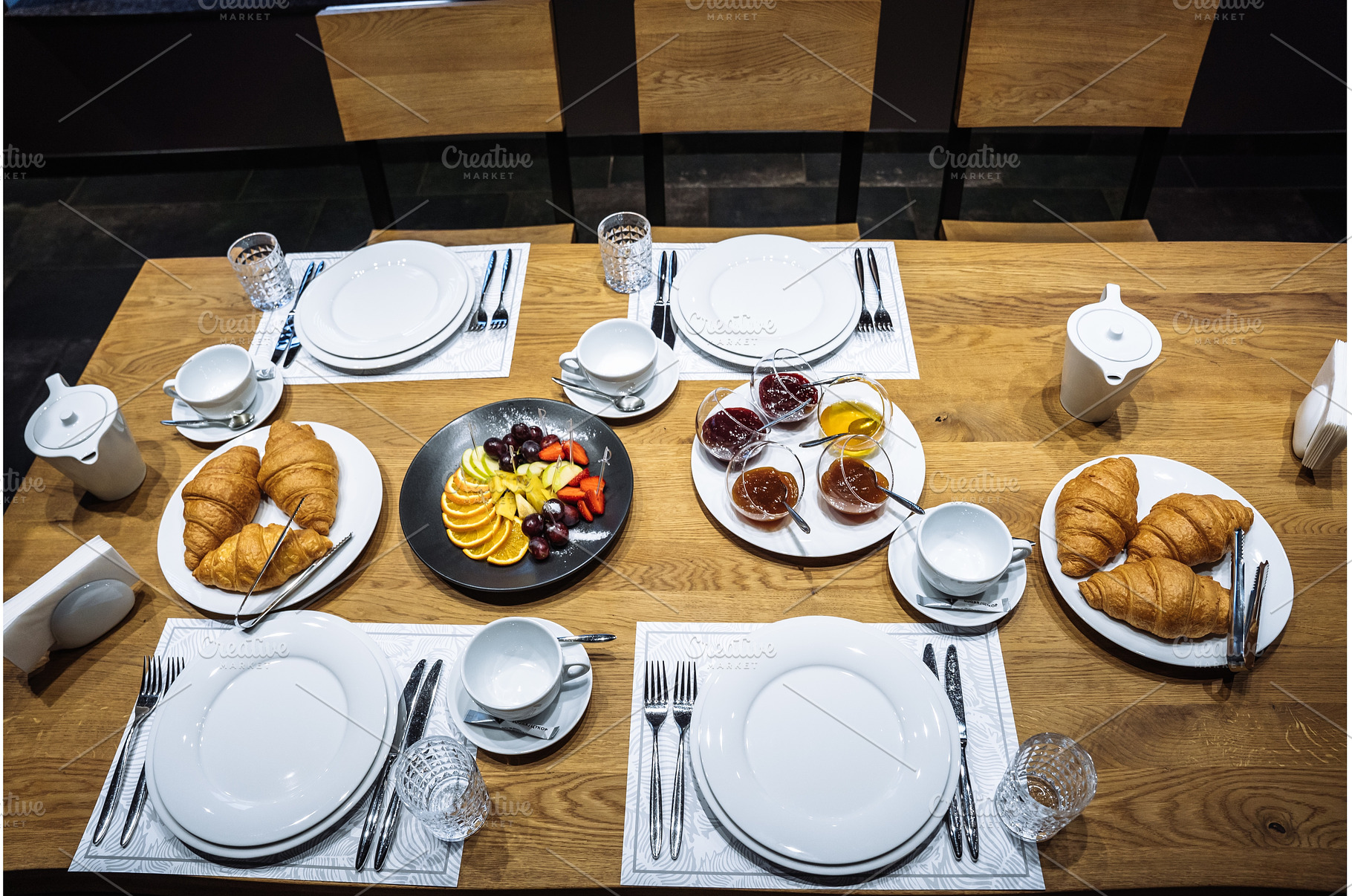 Top view of a breakfast table, a Food & Drink Photo by Red Hot Chili Pepper Shop