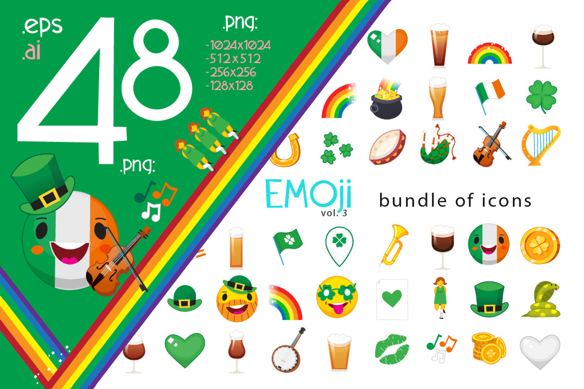 Saint Patrick Day Emoticons, an Emoji Icon by Moonery's (Photo 1 of 2)