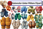 Watercolor Winter Mittens Clipart, an Illustration by Design Market (Thumbnail 1 of 3)