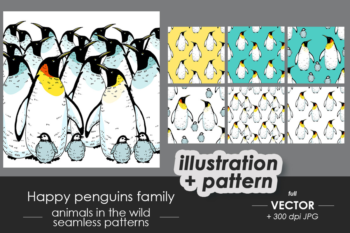 Penguins pattern set, a Pattern Graphic by OKart.studio (Photo 1 of 5)