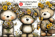 Whimsical Spring Bear Clipart, an Animal Illustration by Black Bird Studio (Thumbnail 1 of 6)