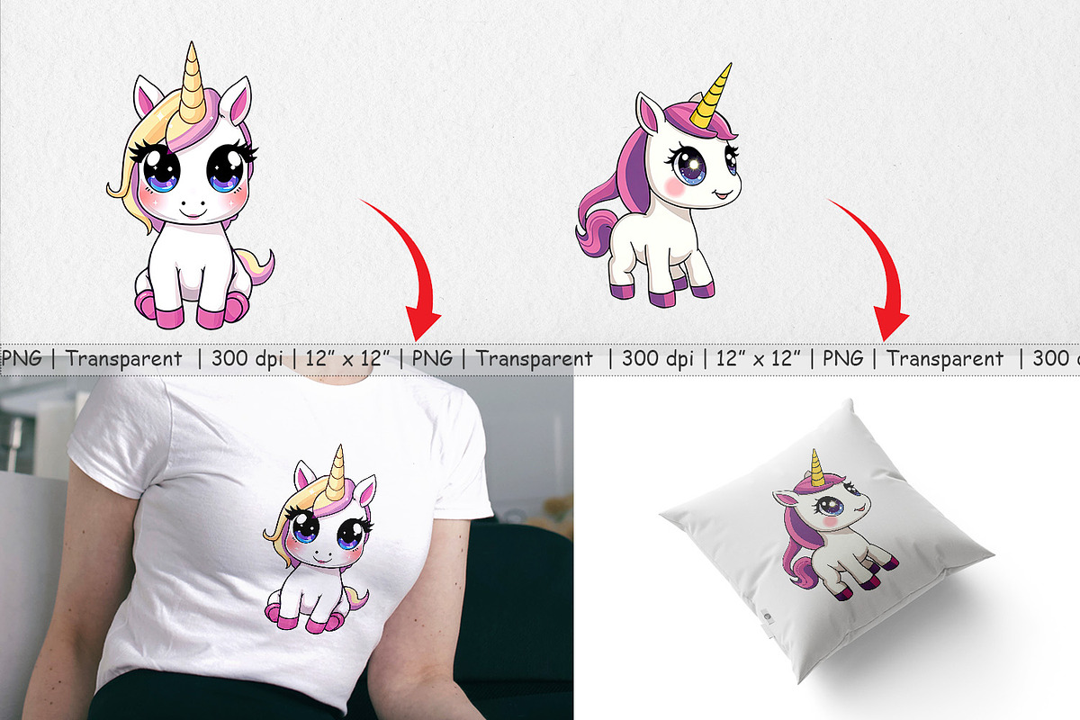 Cute Baby Unicorn Clipart, a Graphic by Artnoy (Photo 3 of 5)