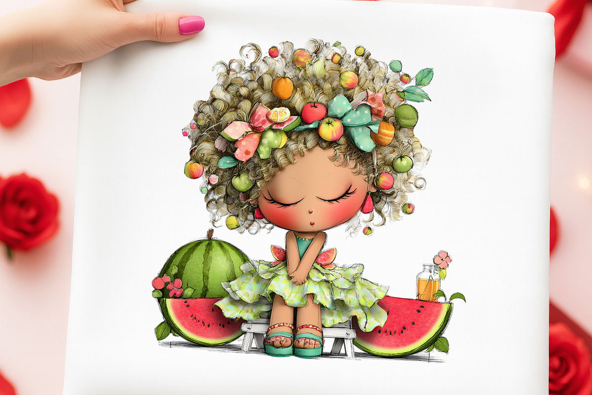 Whimsical Summer Watermelon Girls Cl, an Illustration by Digital Artistic99 (Photo 9 of 10)