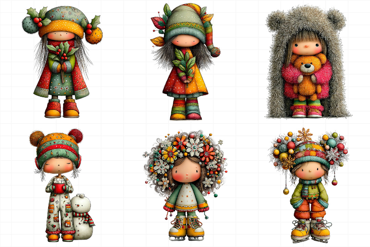 Quirky Christmas Cute Girl Clipart, an Illustration by Daily.Designs (Photo 5 of 5)
